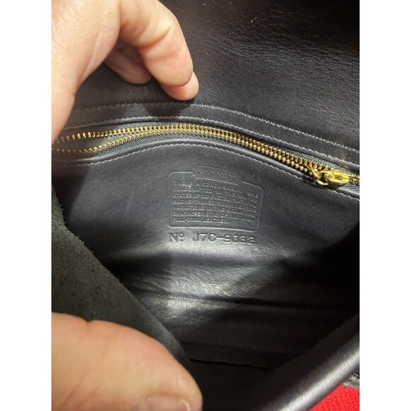 Rare Vintage Coach Black Leather Laurie Double Strap Flap Shoulder Bag 9032 - Picture 10 of 10